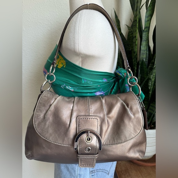 Coach Soho F17217 Metallic Leather Buckle Shoulder Bag –...